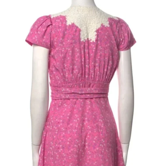 NWOT LoveShackFancy Minuet Lace Trim Midi Dress in Crushed Blueberries XS $425